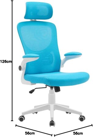 Офісне крісло BAKAJI, нейлон, блакитний (56 x 116-126 см)
