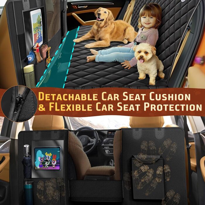 Захист для автосидіння для собак Gimars 6-в-1 з боковими панелями та віконцем, 100% водонепроникний, з килимком, підходить для всіх типів авто