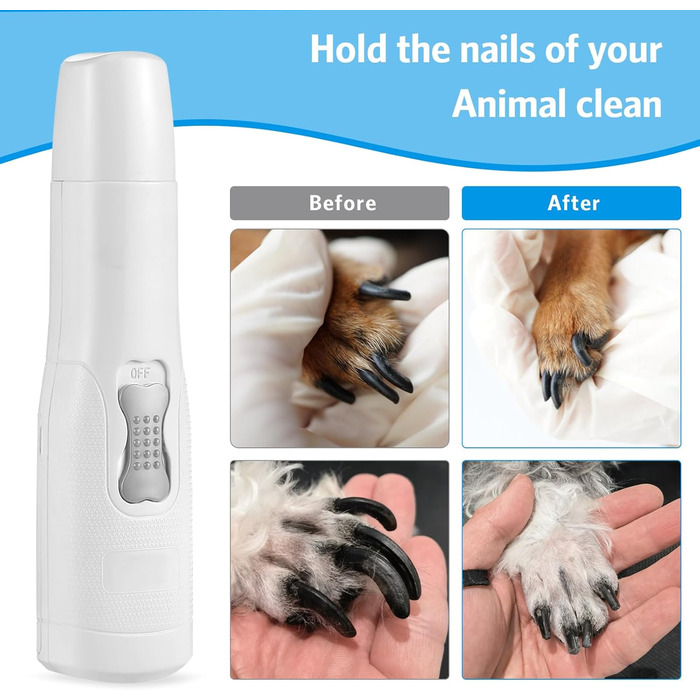 Електричний точило для собачих кігтів Brifit - тихий, для малих, середніх та великих собак, білий/сріблястий