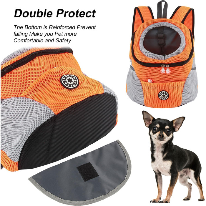 Шлейка для собак та цуценят, переноска-рюкзак, дихаюча, для прогулянок та походів (L, помаранчевий)