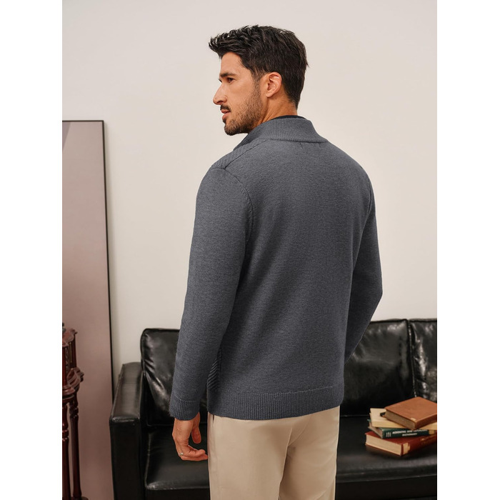 Кардиган чоловічий PJ PAUL JONES з блискавкою та стійким коміром, грубий трикотаж, XL, темно-сірий