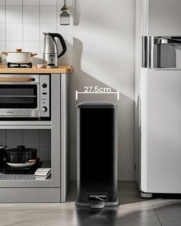 Сміттєвий бак для кухні 30 літрів, вузький, з м'яким закриттям, з педаллю, зелений