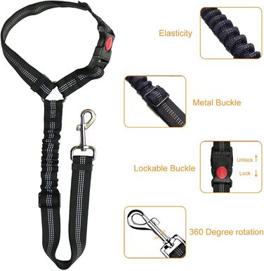 Автомобільні ремені безпеки для собак, 2 шт., кріплення на підголівник, регульовані, міцні, з пряжкою, для безпеки тварин (чорний)