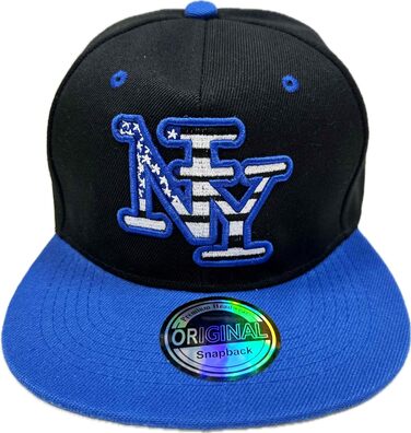 Кепка Snapback USA з принтом NY, блакитна, універсальний розмір