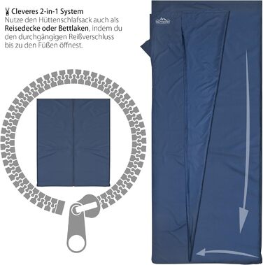 Outdoro Sleeping Bag, Ultra-Light Travel Sleeping Bag, only 230g made of Microfiber, thin & small, Liner, Travel Sheet
