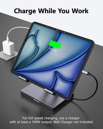 Хаб-станція для iPad Pro/Air M5/M3/M4 з USB-C, 9-в-1: HDMI 4K, RJ45, SD/TF, 3 USB 3.0, 3.5mm Audio, для Samsung Tablet