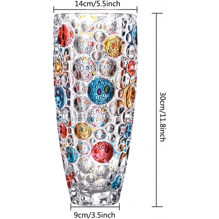 Ручна ваза з кришталевого скла з золотим візерунком, 30 см. Сучасна ваза для дому, весілля