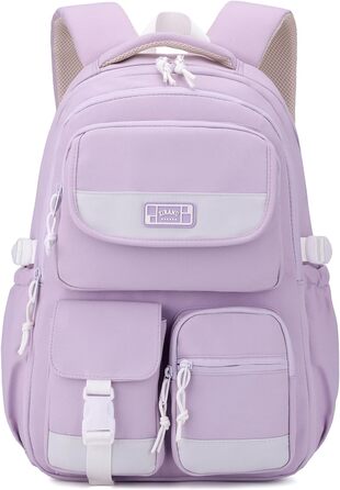 Рюкзак для підлітка, шкільний рюкзак для дівчинки з багатьма відділеннями, для учнів 3-5 класів, середньої та старшої школи, нейлоновий рюкзак для подорожей та відпочинку (фіолетовий)