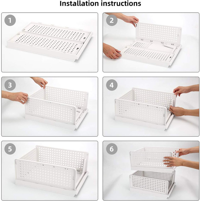 Hossejoy Set of 4 Stackable Closet Storage Boxes, Plastic Drawer Organizers, Foldable Clothes Shelf Baskets, Foldable Containers, Bins, for Office, Bedroom, and Bathroom (white)