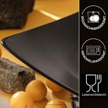 Набір посуду Konsimo для 6 осіб (18 предметів) - EPIRI: Сучасний сервіз з чорного матового стекопласту для сім'ї