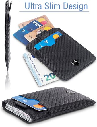 Слім-гаманець TRAVANDO Dallas з RFID-захистом та вужком для 12 карток, карбоновий, Німеччина