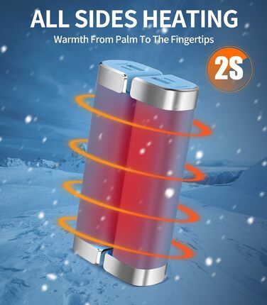 Електричні грілки для рук 5000mAh (2 шт.) - багаторазові, для активного відпочинку, дитячі, зимовий подарунок для жінок, чоловіків та дітей (блакитні)
