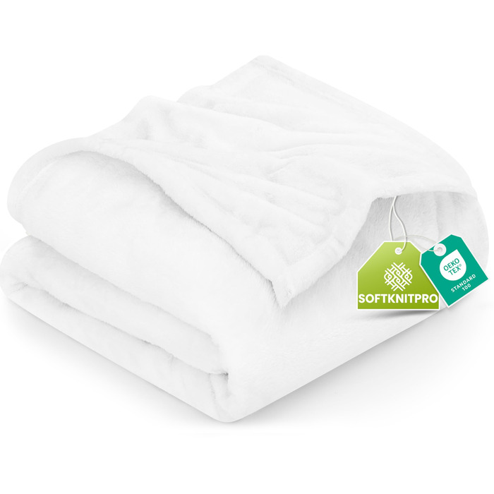 Плед Utopia Bedding: теплий та м'який флісовий плед 200x150 см для ліжка, дивана та крісла (білий)