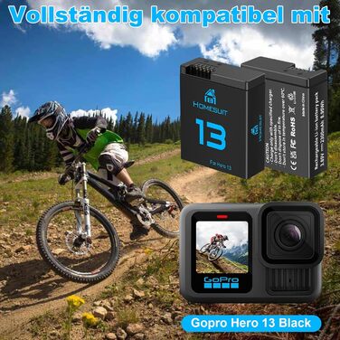 Набір акумуляторів та зарядного пристрою для GoPro Hero 13 Black: 3 акумулятори 2300mAh та швидке зарядне пристрій USB Type-C PD3.0 (2/3 шт.)