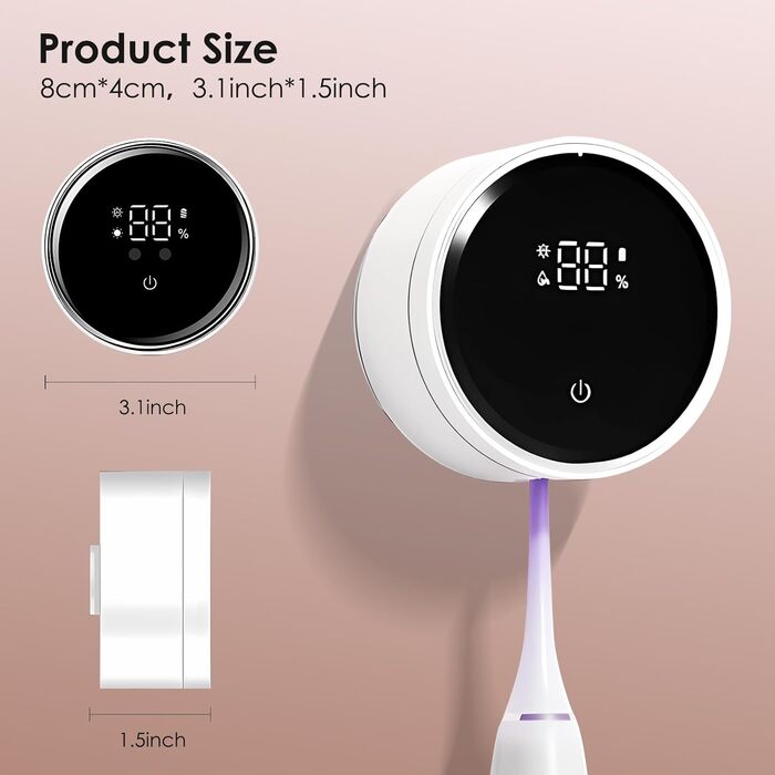 Wall-Mounted Toothbrush Holder, Electric Toothbrush Holder, Single Cleaner for Bathroom, with Automatic Inductive Opening/Closing, Clean, Dry, for Home, Travel (4 Compartments) (Small)