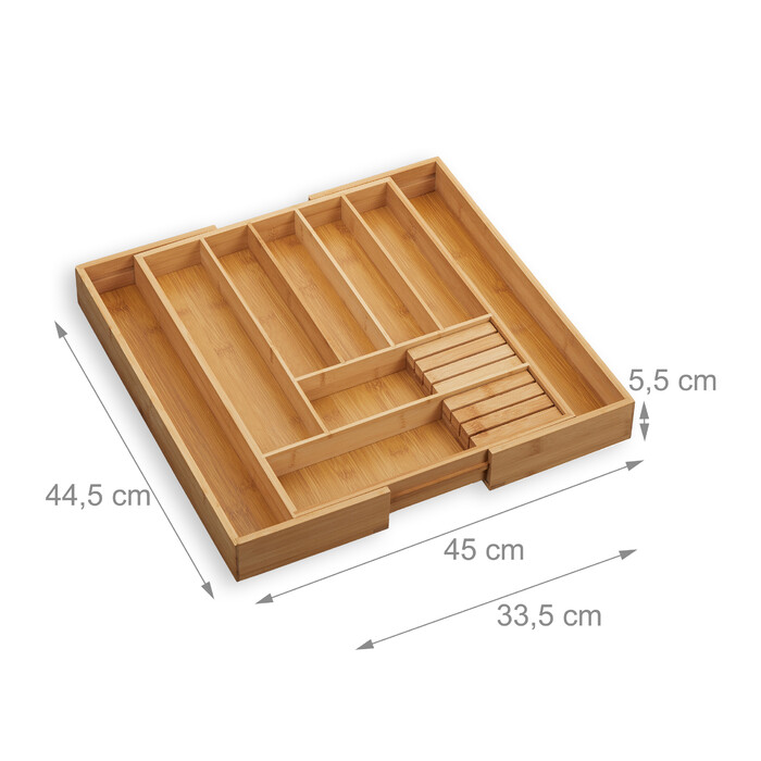 Relaxdays Extendable Bamboo Cutlery Box
