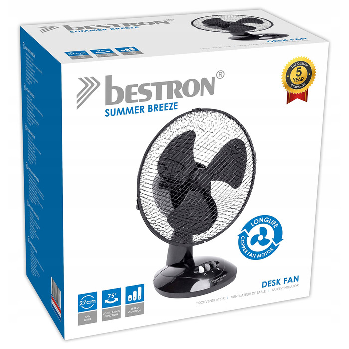 Настільний вентилятор BESTRON DDF27Z, 27 см, 30 Вт, чорний