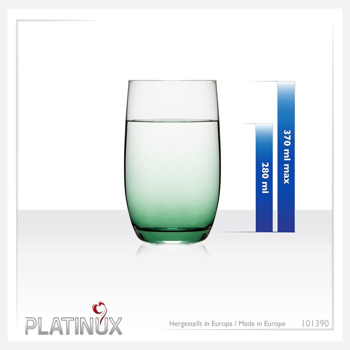Бокали для коктейлів PLATINUX Ombre 400 мл (набір 6 шт.) скляні, зелені, для вечірок та коктейлів