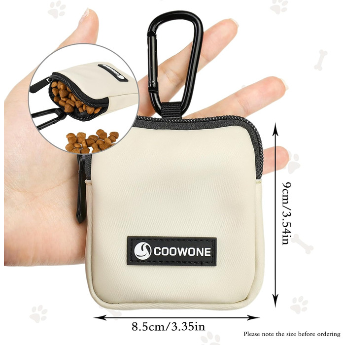 Сумка для ласощів для собак COOWONE з кликером, водонепроникна, з тримачем для пакетів, чорно-бежева