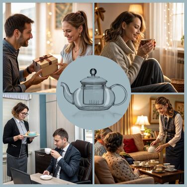 Скляний чайник Dimono з фільтром для заварювання чаю, об'єм 1500 мл (600 мл), ручна робота