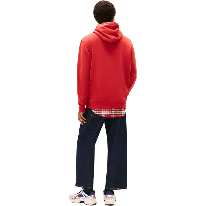 Чоловічий худі Tommy Jeans Linear Logo з капюшоном, червоний (Terracotta Red), розмір XL
