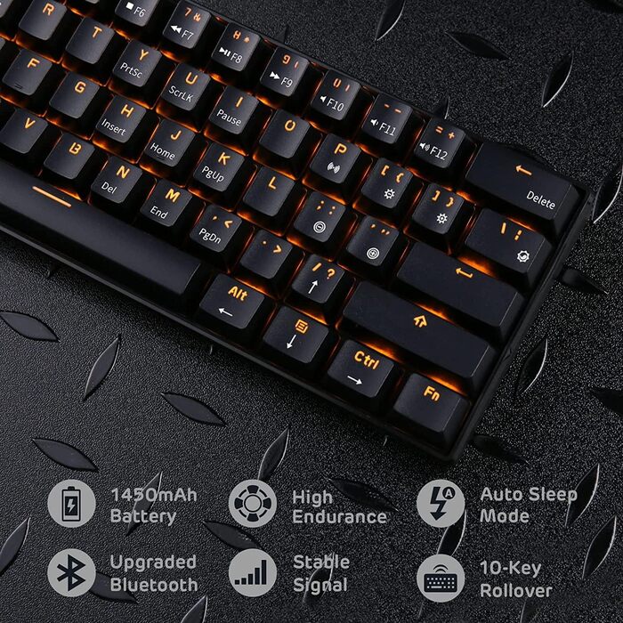 Механічна клавіатура RK ROYAL KLUDGE RK61-US: 61 клавіша, Bluetooth/2.4Ghz, Hot-Swappable, Red Switch, QWERTY, для Windows/Mac