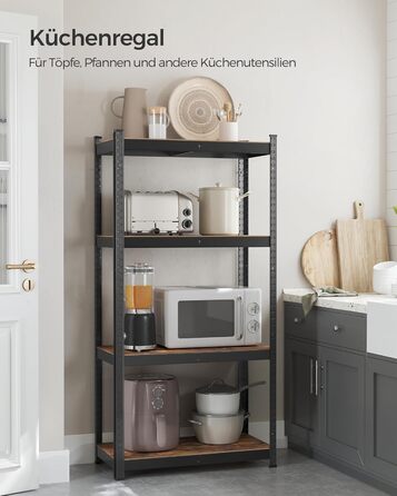 SONGMICS 4-Tier Adjustable Stand/Book/Storage Shelf - Vintage Brown & Black