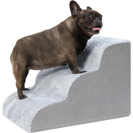 Східці для собак KSIIA на 3 сходинки, 40 см, сірі. Ідеально для маленьких собак та котів, підходять для ліжка, дивану, софи та авто. Розміри: 40x57x40 см