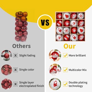 Шарм-кулі для ялинки з пластику, 16 шт. Червоні та білі прикраси для ялинки з стрічкою, декор до Різдва