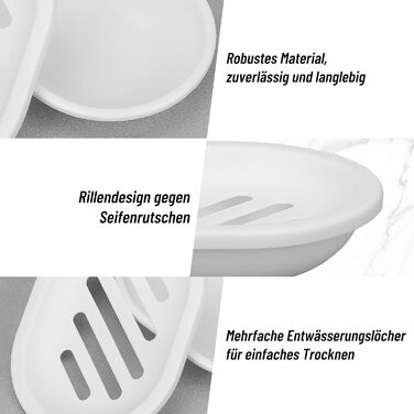 Двошарова мильниця AstraLoom 2 шт., пластикова, самостійно спорожняється, антипригарне покриття - для ванної/кухні/губки (білий)