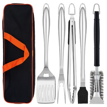 Набір гриль-посуду Herogo, 6 предметів: щипці, лопатка, вилка, щітка, сумка. Якісний аксесуар для гриля, BBQ, чудовий подарунок на Різдво.