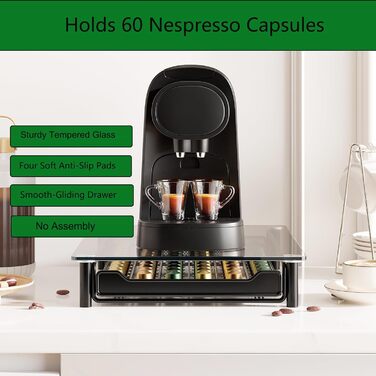 Підставка для капсул Nespresso SEVENLINE - органайзер для 60 капсул, кришталеве скло