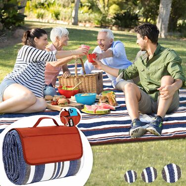 Пікнікова ковдра Boobhone, велика водонепроникна, 3-шарова для подорожей та пляжу, 80''x80'' (60''x60'')