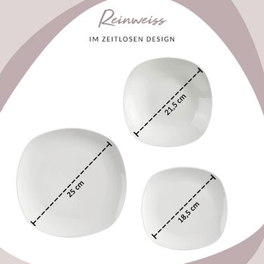 SÄNGER Bilgola: Комплект посуду на 6 осіб (36 предметів) з порцеляни, білий, преміум-якість