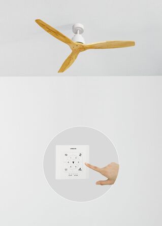 Вентилятор стельовий CREATE Windstylance Natural Wood з підсвічуванням, білий, WiFi, пульт, 132 см, двосторонній, 40W