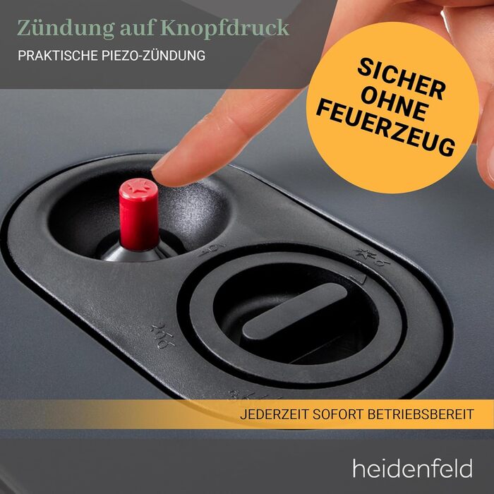 Газовий обігрівач Heidenfeld Inferno GH100 | 3 роки гарантії, 4200 Вт, для приміщень, газ до 15 кг,(Газовий балон не входить у комплект)