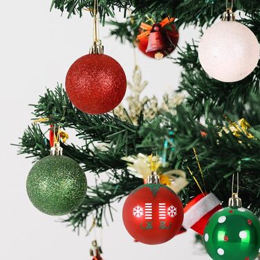 40 шт. ялинкових прикрас прозорих з кришкою, 6 см, з 5 різними внутрішніми дизайнами, пластикові кулі для ялинки, вікна, внутрішнього та зовнішнього декору (червоний + зелений + білий)