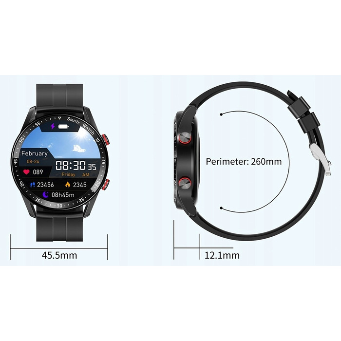 Смарт-годинник DomoGardeno для чоловіків з ремінцем + навушники, чорний