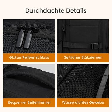 LOVEVOOK Рюкзак ручної поклажі 40L, великий розширюваний туристичний рюкзак для чоловіків, рюкзак для ноутбука 17 дюймів, валіза-рюкзак, ручна поклажа для подорожей, чорний