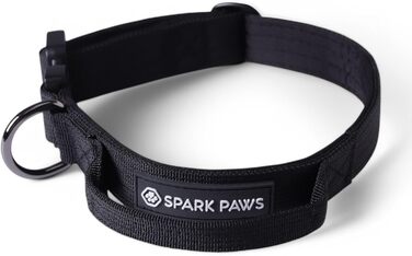 Тактичне нашийник для собак Spark Paws – міцний, преміум-якість, для великих та середніх собак (чорний, XS: 9-18 кг [2.5 см])