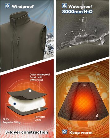 Чоловіча софтшеллова жилетка Outdoor Ventures з утеплювачем, водовідштовхуюча, вітронепроникна, дихаюча, для велоспорту, бігу, хайкінгу, зелена, XL