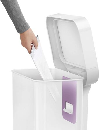 Сміттєвий бак Simplehuman 45 л з педальним приводом, прямокутний, з відділенням для пакетів, нержавіюча сталь, сірий пластиковий кришка