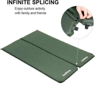 Naturehike Каремат для кемпінгу надувний, 6 см, сірий/зелений