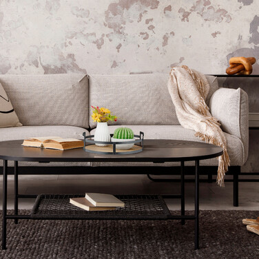 Relaxdays Round Tray Wood and Metal