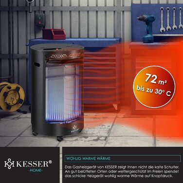Газовий обігрівач KESSER® з керамічним інфрачервоним нагрівачем 4200 Вт (з газорегулятором та шлангом)