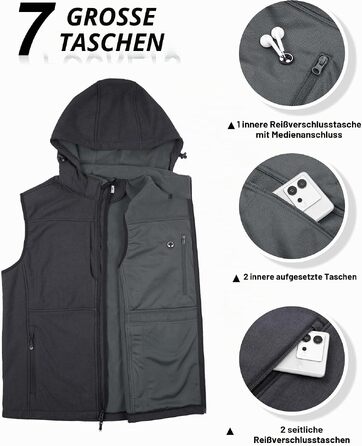 Чоловічий жилет Softshell Outdoor водонепроникний робочий, легкий, темно-сірий, розмір XL