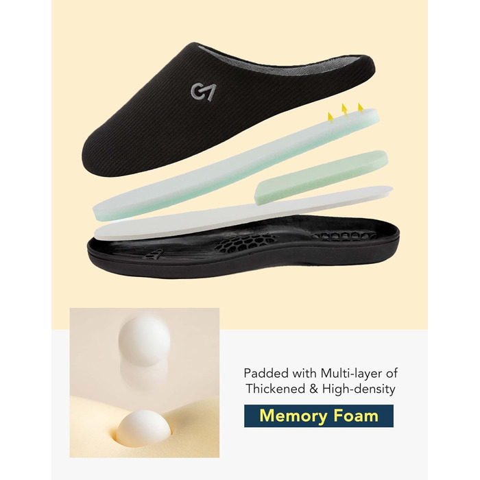 Чоловічі халапи VeraCosy з двокольоровим дизайном, устілка з Memory Foam, 44/45 EU, чорно-сірий, колір: холодний сірий