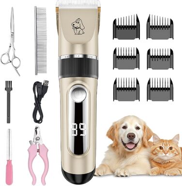 Професійна машинка для стрижки тварин IPX7: тиха, бездротова, для собак та котів. Підходить для всіх типів шерсті