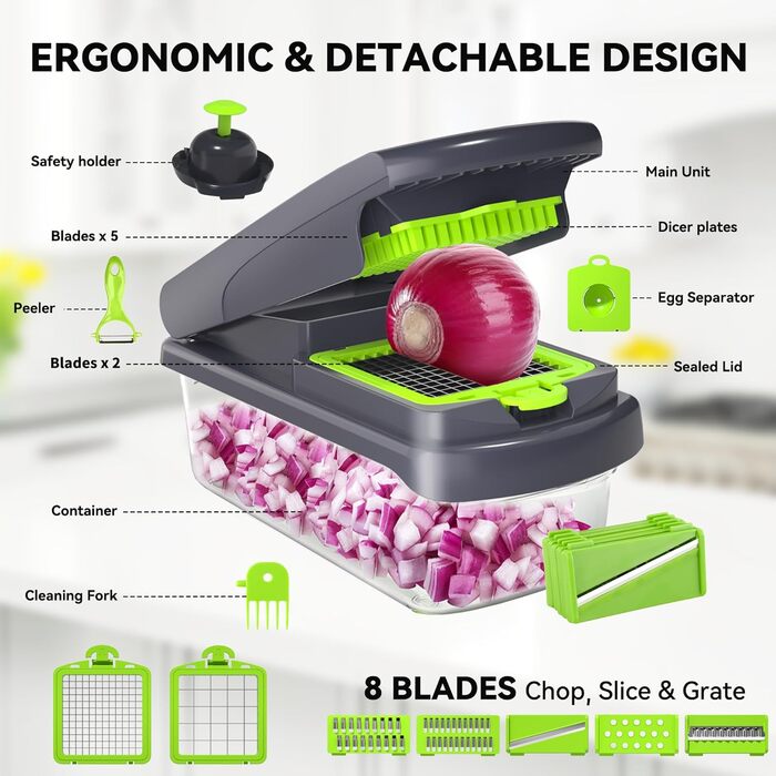 Ручний набір для нарізки овочів Romon 15 в 1: кубики, стрічки, соломка, слайси