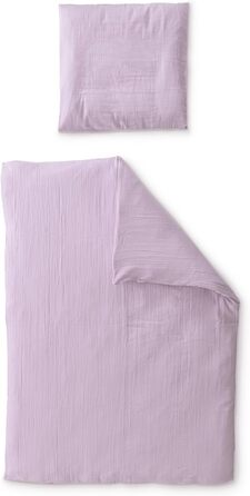 Комплект постільної білизни Ehrenkind® з мусліну | 100% органічна бавовна | Стандарт 100 by Oeko-TEX | Джинсовий блакитний | Постільна білизна 135x100 (Flieder Musseline, 200x135cm + 80x80cm)